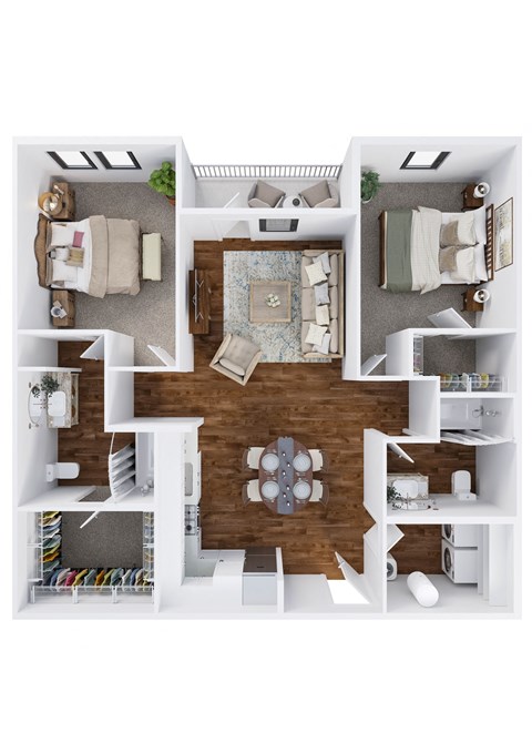 Floor plan for 2 beds, 2 baths, 1164 sqft
